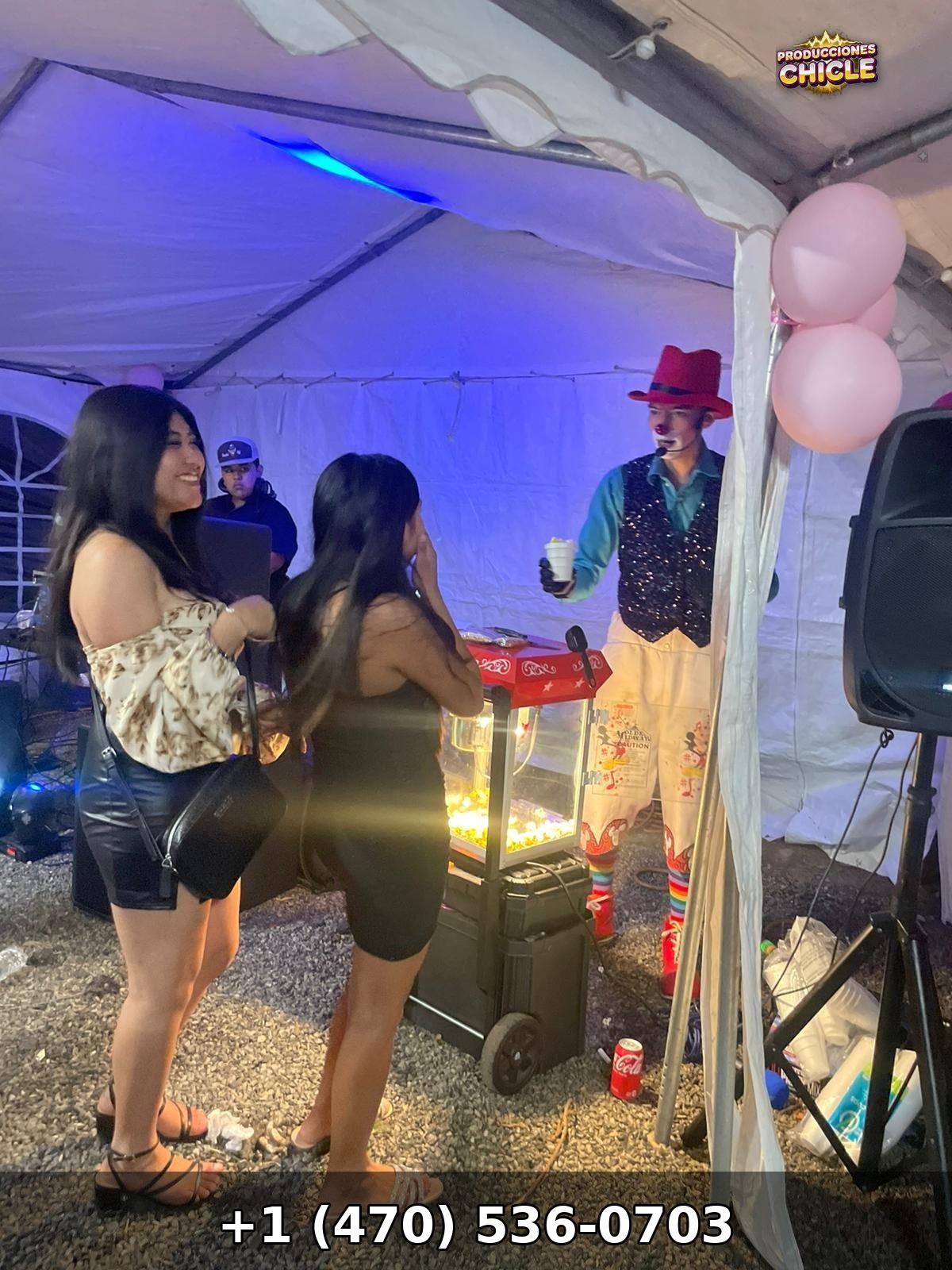 Máquina de palomitas Chicle en evento real