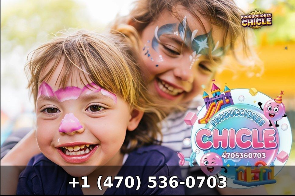 Niñas felices con pintacaritas de Chicle
